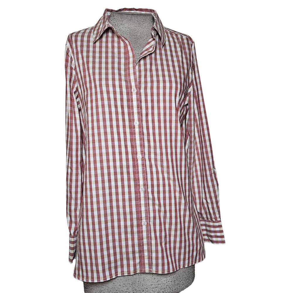 Tyler Boe Checkered Button Up Cotton Blouse Size Small